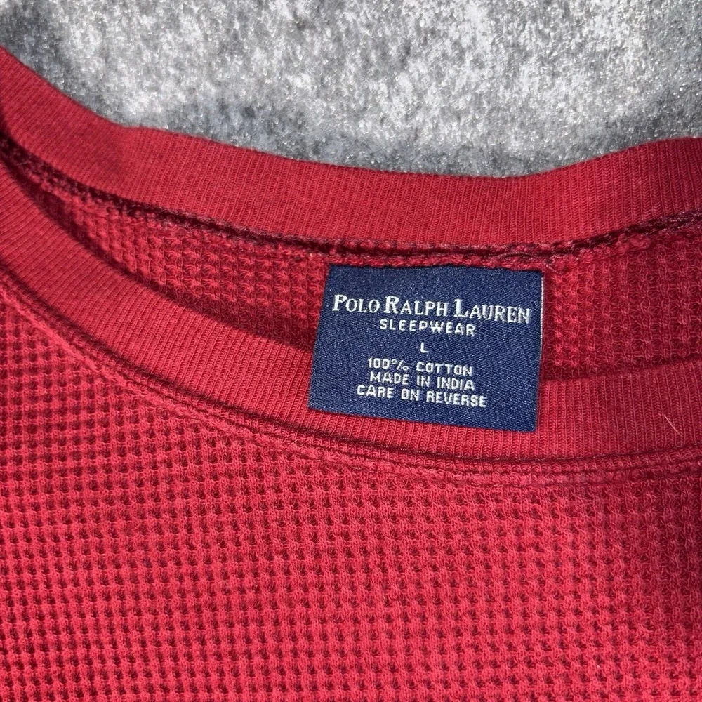 Polo Ralph Lauren Men's  Shirt Large Red‎ Waffle Knit Thermal Long Sleeve Cotton